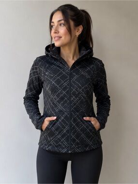 Columbia Women’s XS Black & Gray Plaid Fleece-Lined Softshell Jacket